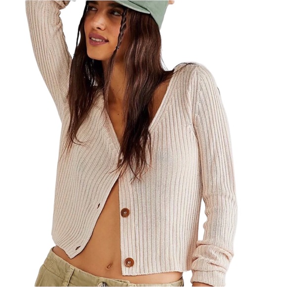 NWT Free People Game On Cardi in White Swan - Picture 3 of 15